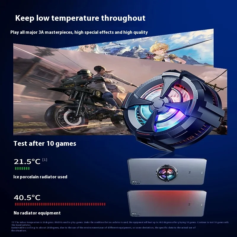 Radiator Ponsel Tampilan Digital Magnetik Semikonduktor Pengisian Nirkabel Pendingin Klip Belakang Radiator Game Seluler