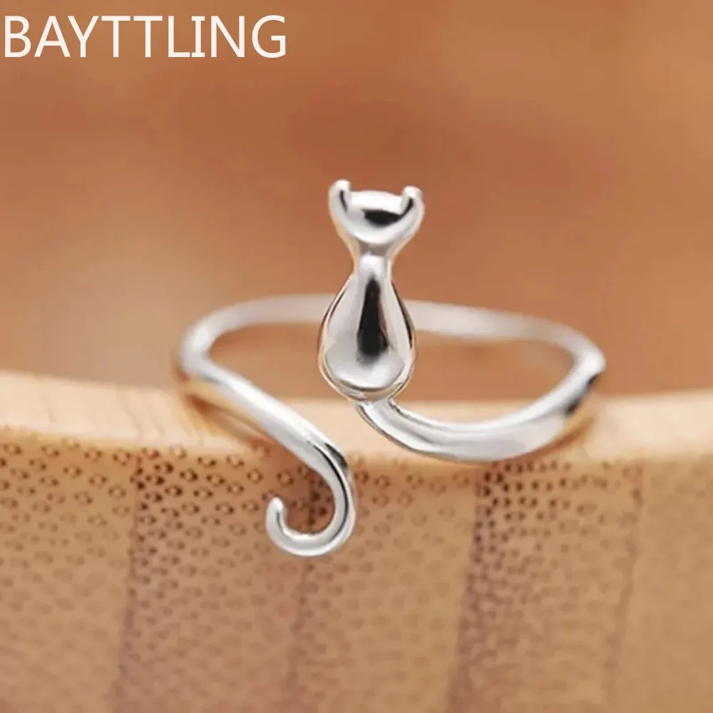 

925 Sterling Silver Adjustable Cat Ring - Cute and versatile design, suitable for everyday wear, party, birthday gift for women