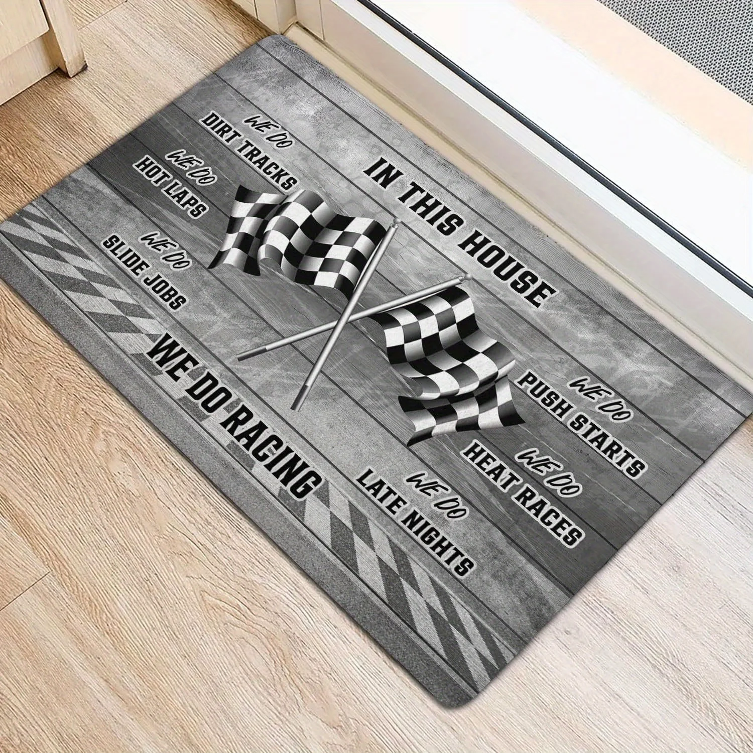 Racing Checkered Flag Area Rug Non Slip Washable Floor Mat For Entryway Living Room Home Decor