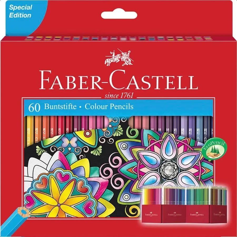 

Castle 111260 Colouring Pencils Set 60 Pieces Hexagonal Shatterproof for and Adults