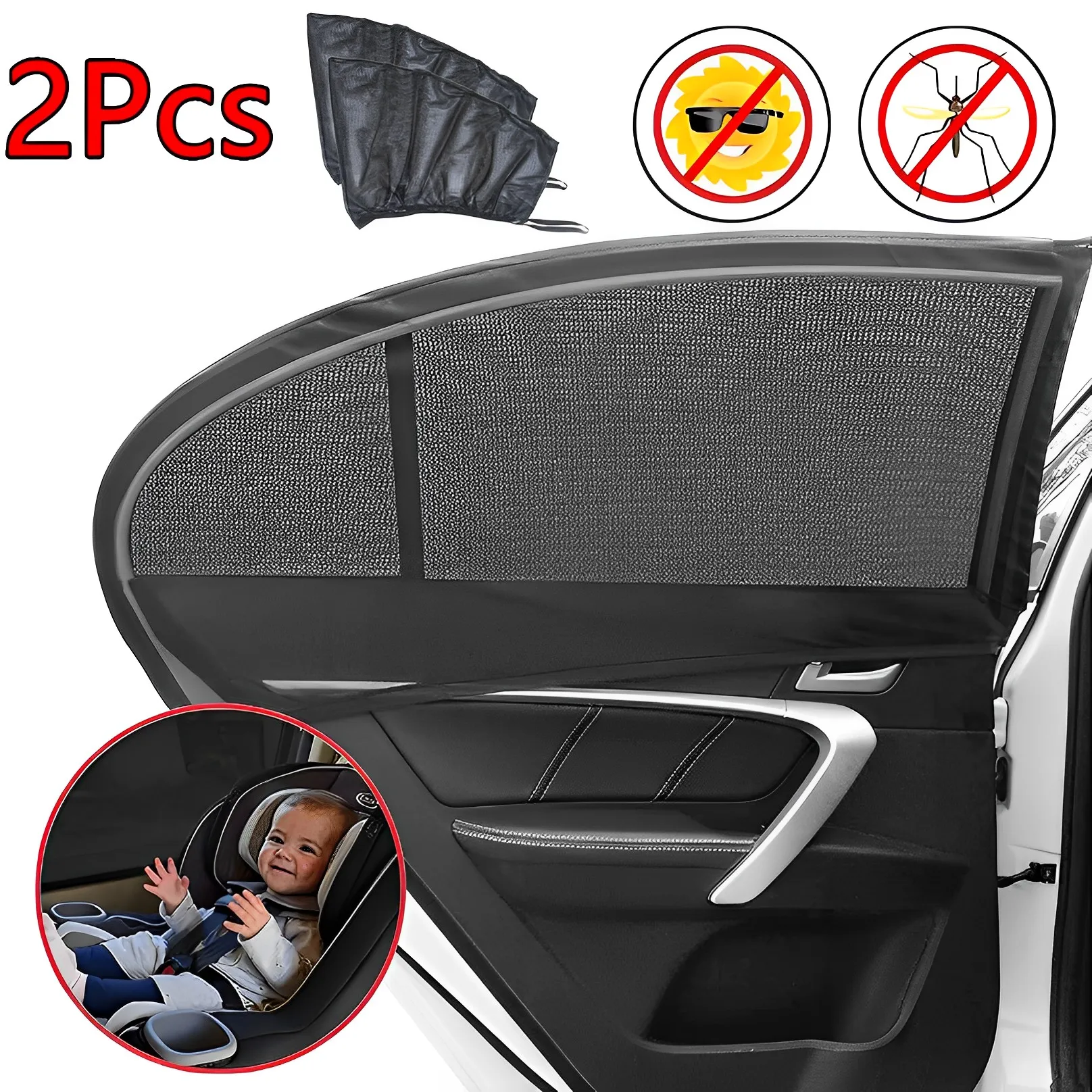 2Pcs Universal Car Window Sunshade Auto UV Protect Curtain Side Window Sunshade Mesh Sun Visor Protection Films Auto Accessories