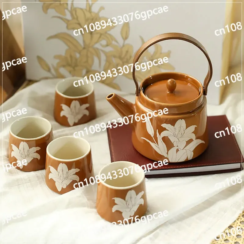 Retro Tea Set Gift Teapot Teacup Combination Chinese Brewing Teapot with Filter Gift Box