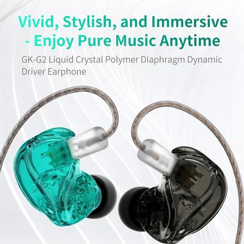 Imagen 1 del producto GK-G2 Diseñado ergonómico reducción de ruido físico controlador dinámico de alto orden auriculares HIFI de color transparente KZ Castor