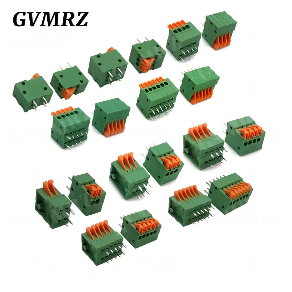 5PCS KF141V KF141R 2.54mm Pitch Straight&Bent  Push-in Spring Screwless Terminal Block Foot 2/3/4/5/6/7/8/9/10P PCB Connector