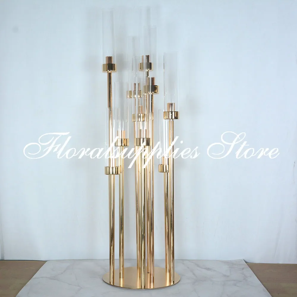 New 10 Head Candelabra Metal Tall Candlestick Wedding Aisle Decoration Table Centerpiece Stage Walkway Decor