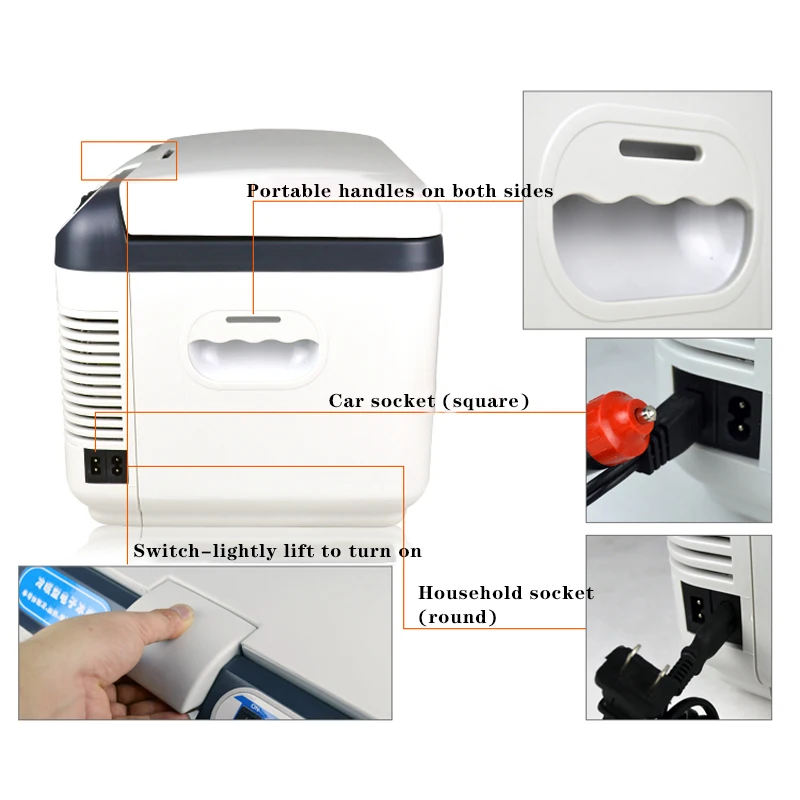 12V / 220V Mini Portable Refrigerator, Car Refrigerator, 2 Charging Methods and Portable Strap, Refrigerator