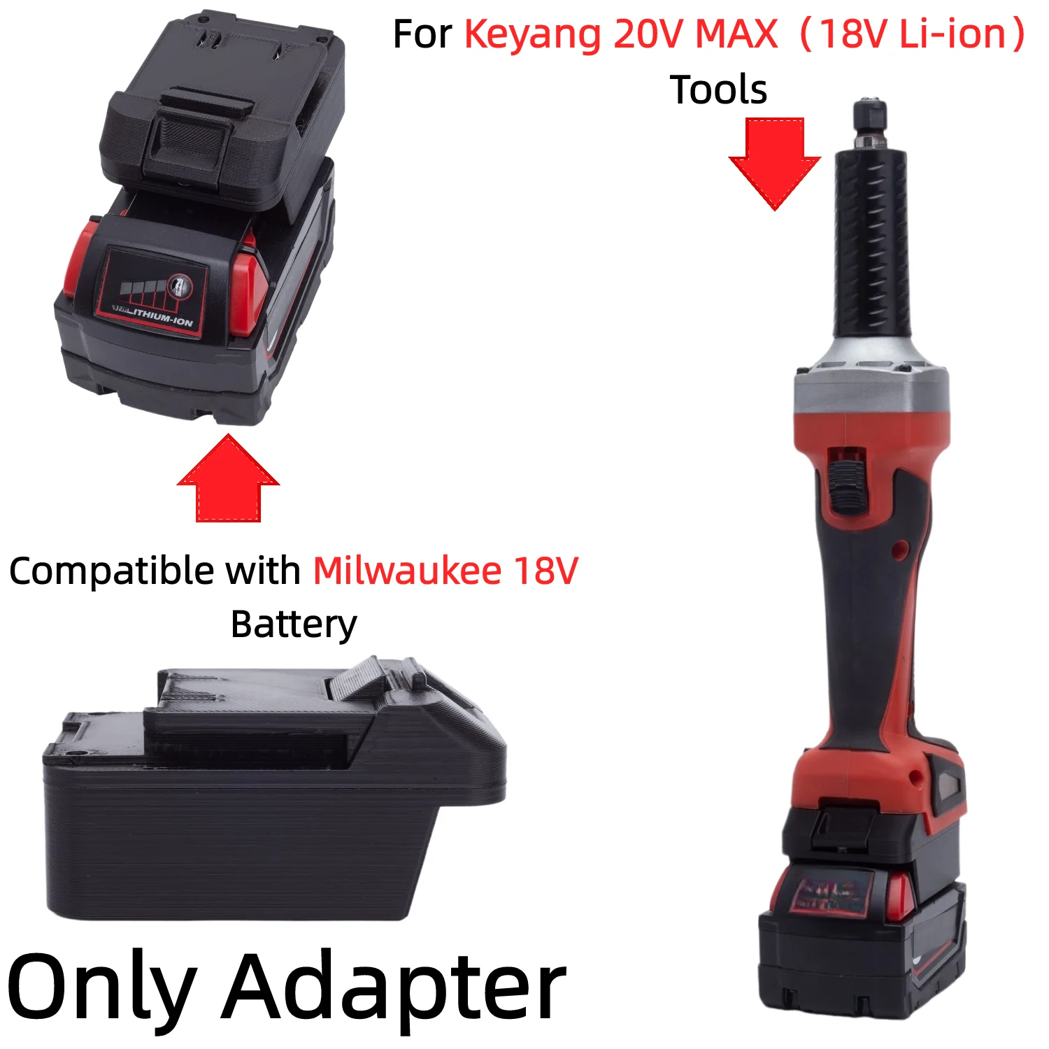 Battery Adapter/Converter for Milwaukee 18V Battery To Keyang 20V MAX（18V Li-ion） Cordless Drill Impact Wrench(Only Adapter)