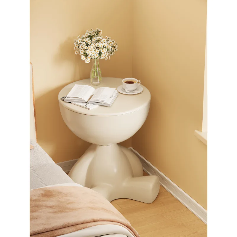 

Creative Bedside Table Small Flat Head Nightstand Movable Storage Shelf for Bedroom Balcony Mini Table