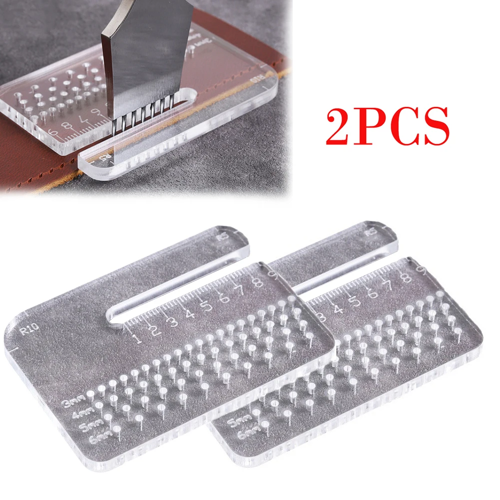 2pcs Transparent Acrylic Punching Aid Plate Versatile Cutting Tool Leather Stitching Leathercraft Tool Sewing Accessories