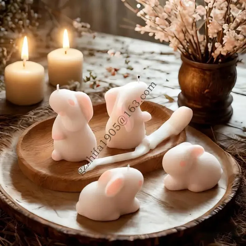 .D0lc Rabbit en forme bougie moule gypse Moule gypse Moule décoration maison