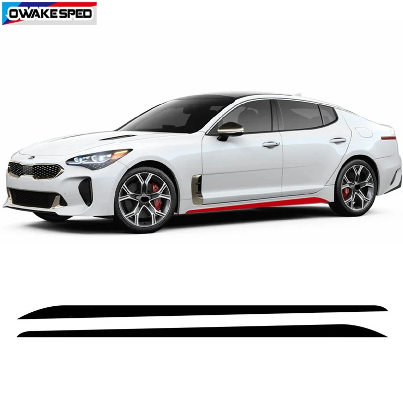2 шт. спортивные наклейки-полосы для тюнинга KIA Stinger, виниловые наклейки на боковые пороги автомобиля, декор для кузова, аксессуары для тюнинга