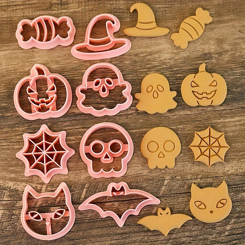 1set Halloween Cookie Cutters Set Pumpkin Ghost Skull Bat Shape Biscuit Mold DIY Baking Pastry Decorating Tools For Home Kitchen