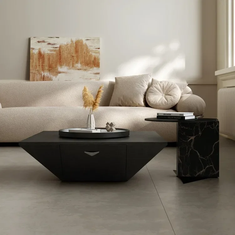 

Modern light luxury coffee table, inverted triangular geometry, Italian minimalist small apartment coffee table
