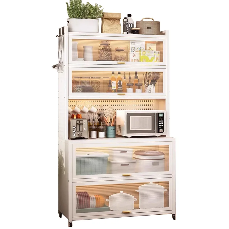 Kitchen storage cabinet Household multi-layer floor-to-ceiling microwave oven Air pot Dishes wrought iron rack