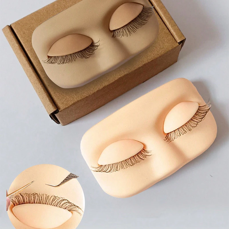 Mini cils modèle plat tête pratique Extension de cils tête d'entraînement avec paupières de remplacement amovibles avec faux cils