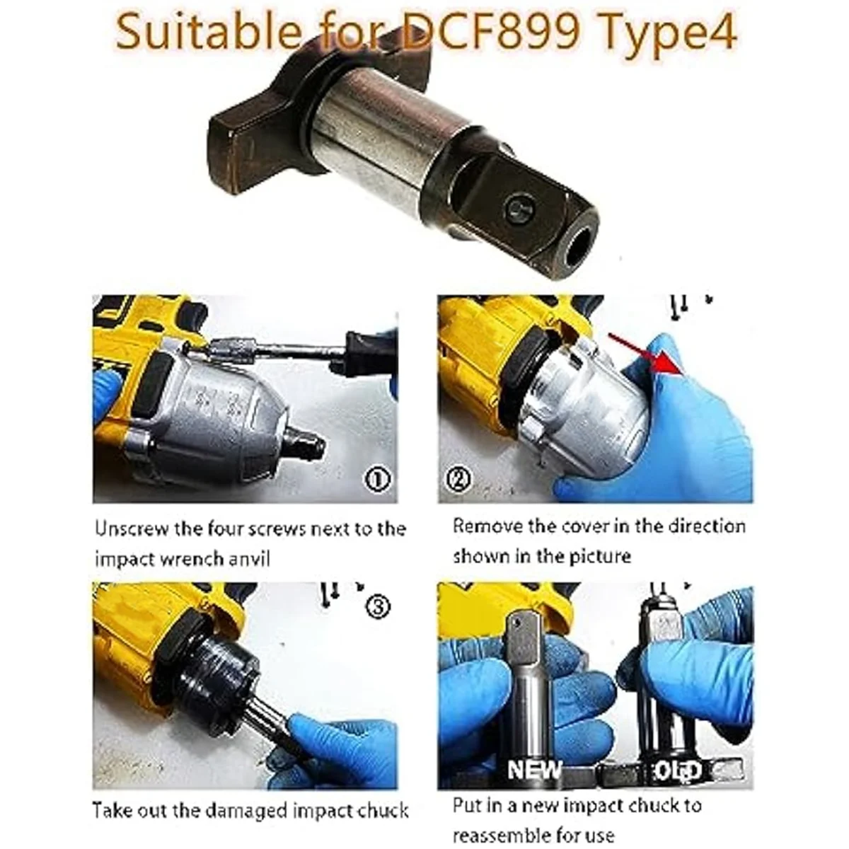 

HLES N 866410 Комплект наковальни ударного ключа для Dewalt DCF 899 20 В 1/2, ударный фиксатор, наковальня в сборе, ударный гайковерт, 2 шт.