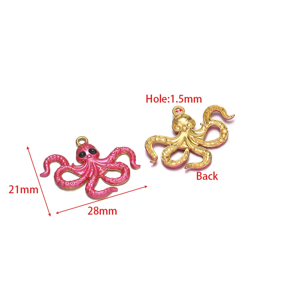 4 Stück Edelstahl-Emaille-Oktopus-Anhänger, Meerestier-Anhänger für DIY-Schmuckherstellung für Kinder, Halsketten, Armbänder, Ohrringe und Zubehör – Detail 2