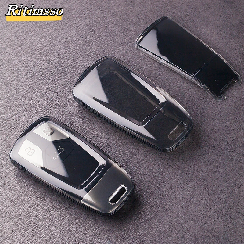 TPU Car Remote Key Case Cover Shell for Audi A4 B9 A5 A6 8S 8W Q5 Q7 4M S4 S5 S7 TT TTS TFSI RS Protector Fob Keyless Keychain