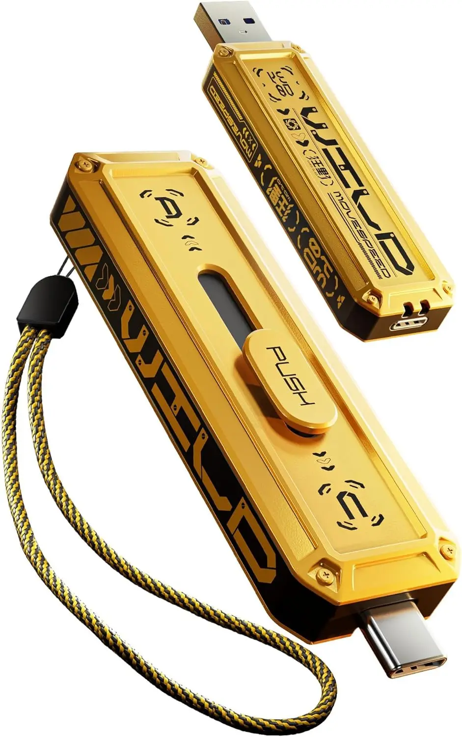 

256GB USB-C External SSD with 1000MB/s Speed, Dual Ports & Push-Pull Design for iPhone/Android/Mac