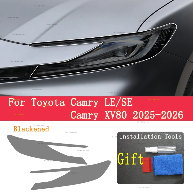 

Для TOYOTA CAMRY (2025 2026) ТПУ дымчатая черная световая пленка, аксессуары для модификации, защитная пленка для автомобильных фар