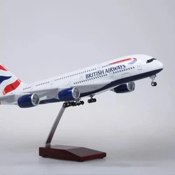 For Airbus  A380 British Airways Airlines Lightweight Die-cast Resin Aircraft Collection Display Plane Set Air Force(W Ligh