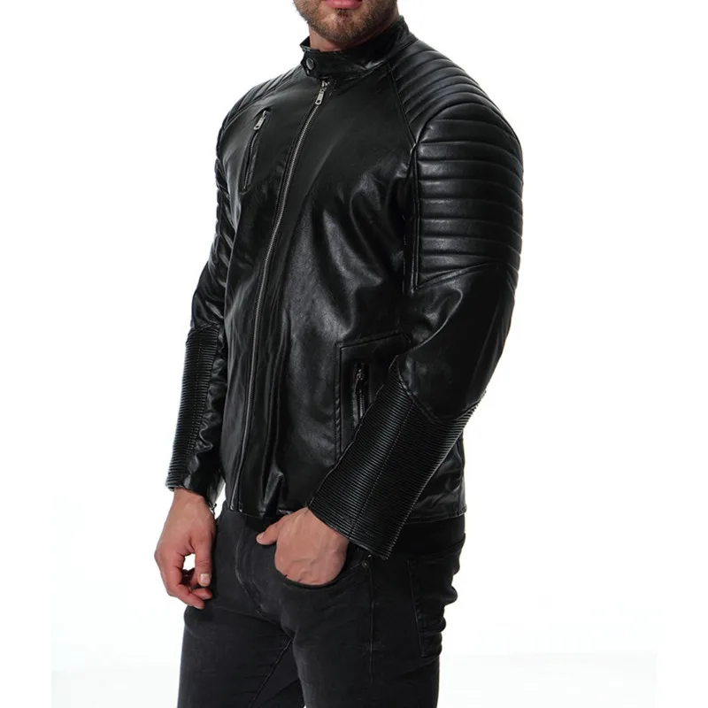 Autumn Casual Fashion Men's Locomotive Multi-Zip Leather Jacket Motorcycle Leather Jacket