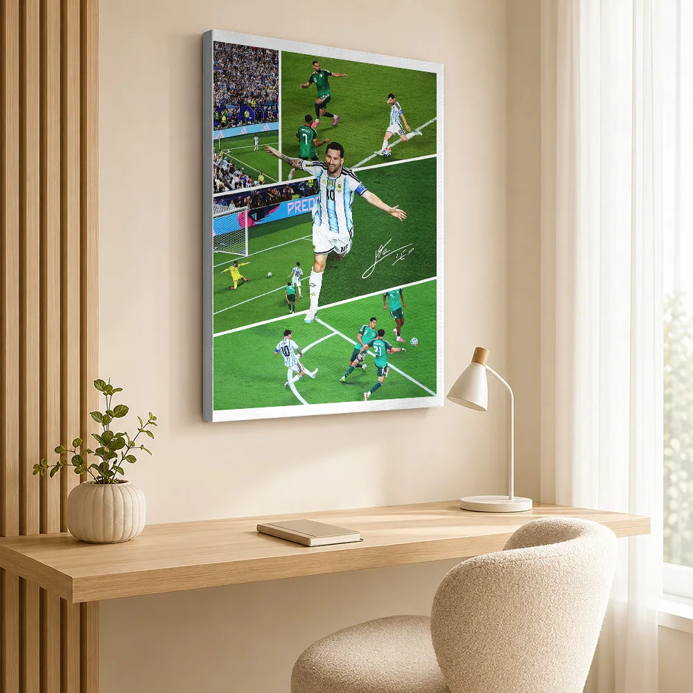 Lionel Messi Argentina Soccer Collage Canvas Print Personalized Photo Multi Panel Composition Wall Art For Bedroom, Coach Gift