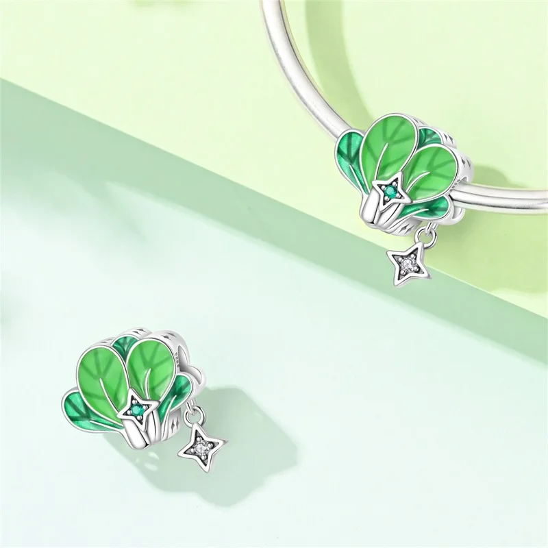 925 Sterling Silver Healthy Green Vegetable Charms Bead Sparkling Stars Dangle Fit Original Bracelet DIY Women Birthday Jewelry