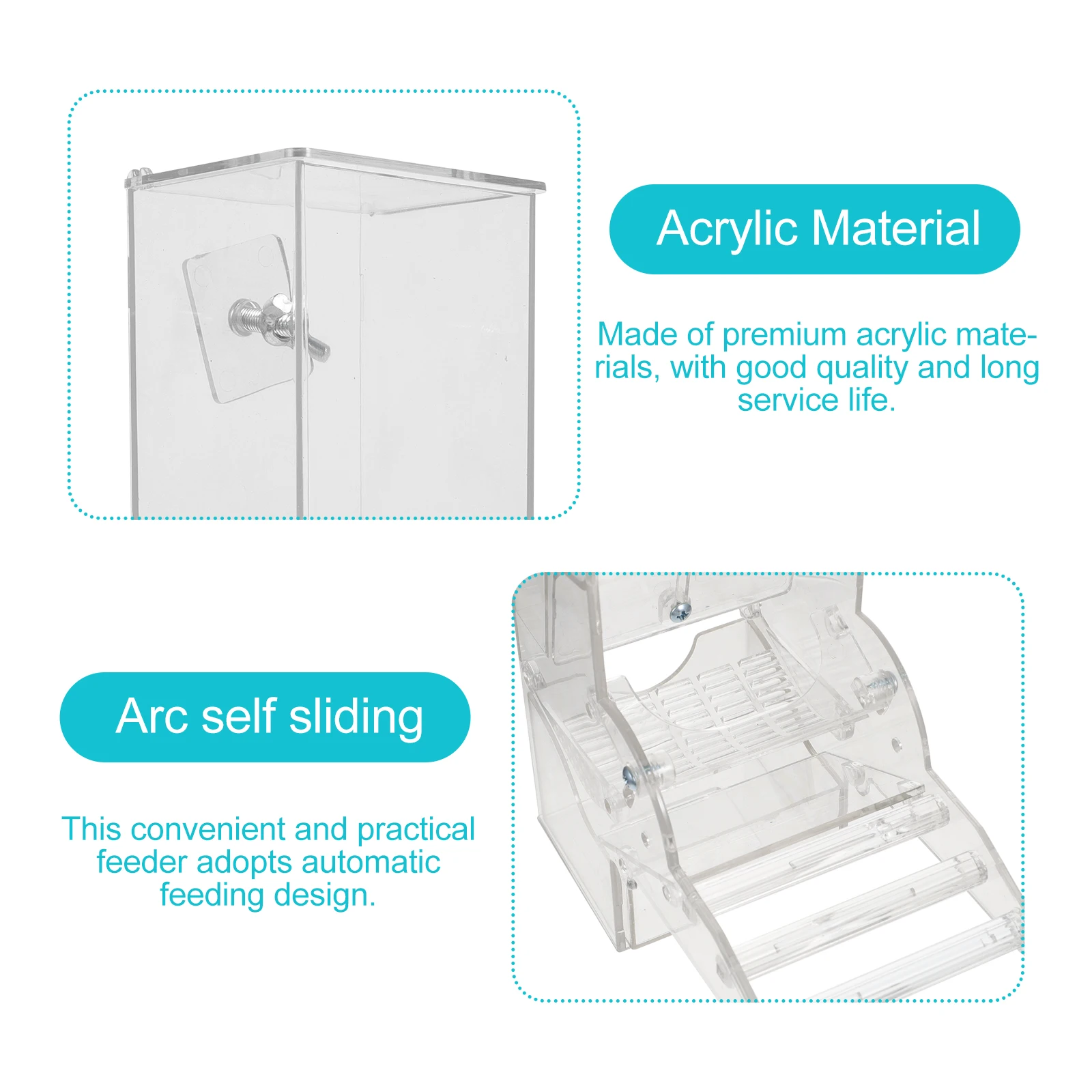 

Automatic Transparent Parakeet Budgie Food Box Large Capacity Self-Sliding Pet Feeding Device Bird Supply Parrot Automatic Pet