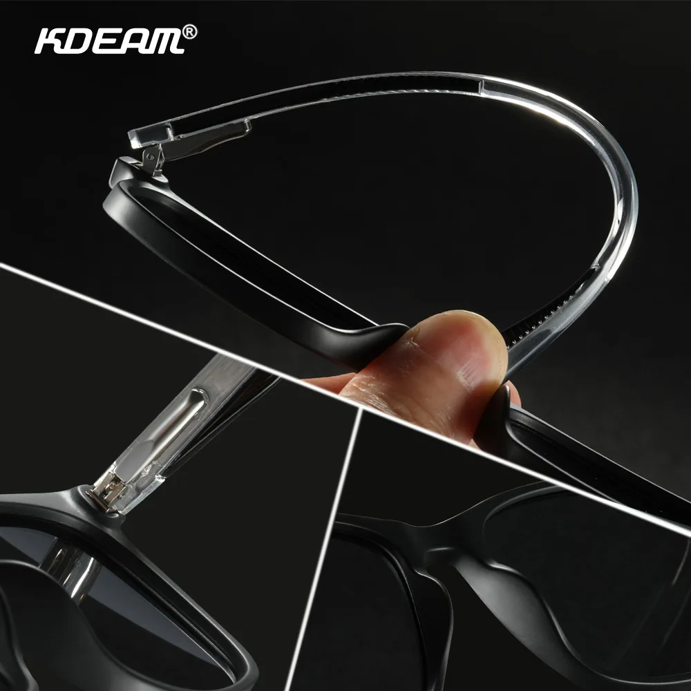 KDEAM 2024 New Square Men's Polarized Sunglasses Outdoors TR90 Material Frame Fishing Sun Glasses New Matching Colors With Box