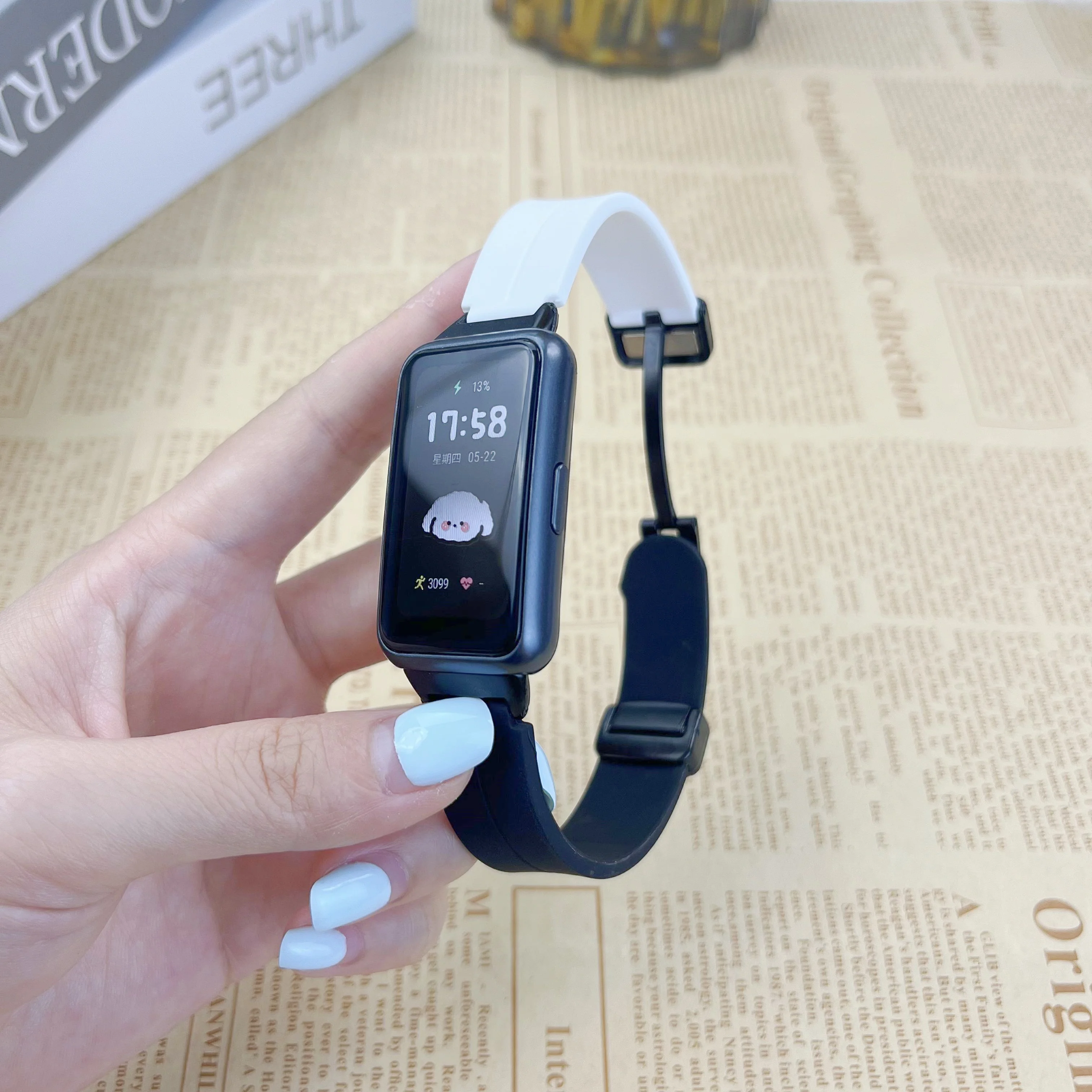 화웨이 밴드 10 9 8용 실리콘 마그네틱 버클 손목밴드, 화웨이 밴드 7 스포츠 워치밴드용 교체 가능한 팔찌