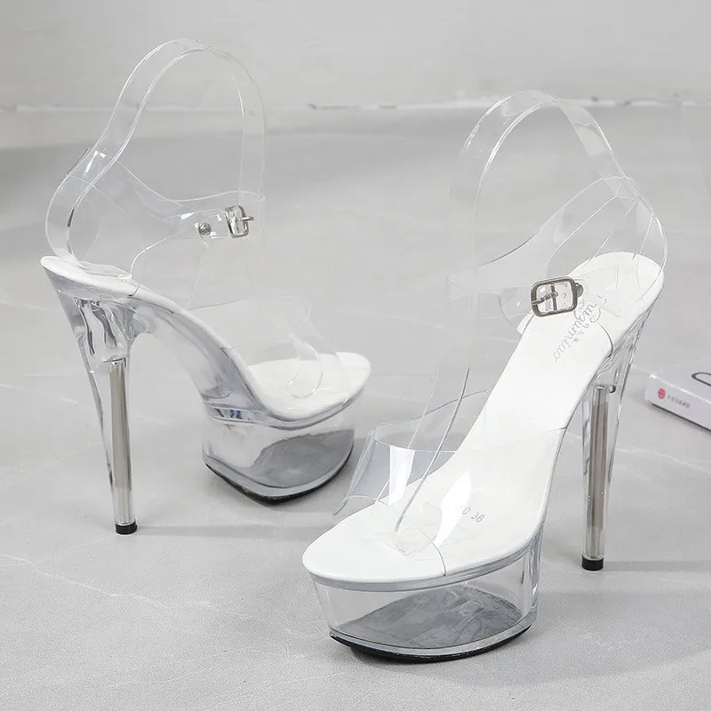 Stiletto waterproof platform transparent crystal sexy transparent high-heeled shoes 15CM shoes - wedding shoes view 5