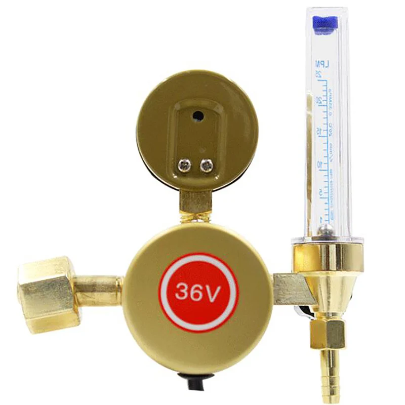 Co2 Pressure Regulator Regulator with Dual Gas Filter Pressure Reducer Electric Heating Heated Welding Pressure Gauge 36V/220V