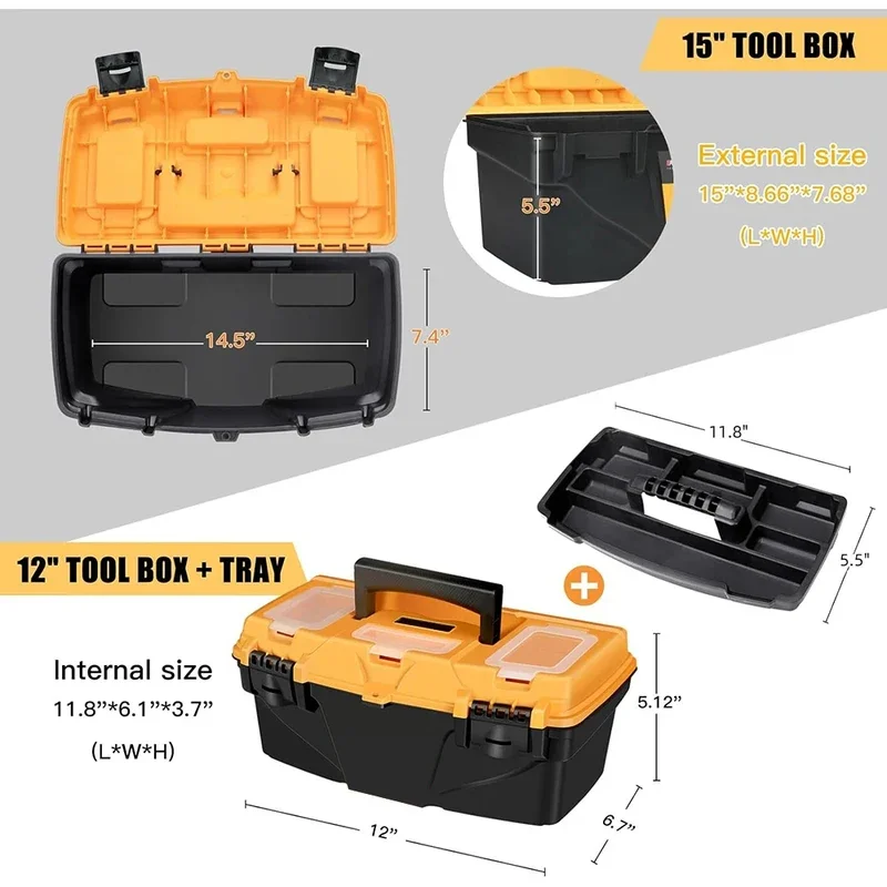 12 Inch Hardware Toolbox Plastic Thick Combination Suitcase Electrician Carpenter Electric Drill Storage Box