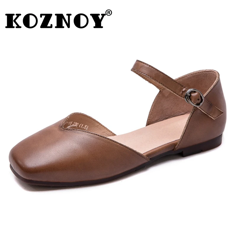 

Koznoy, 1 см, летние слипоны из коровьей кожи, резиновые, 2025 г., хорошие тапочки, гибкие женские легкие полые туфли с пряжкой