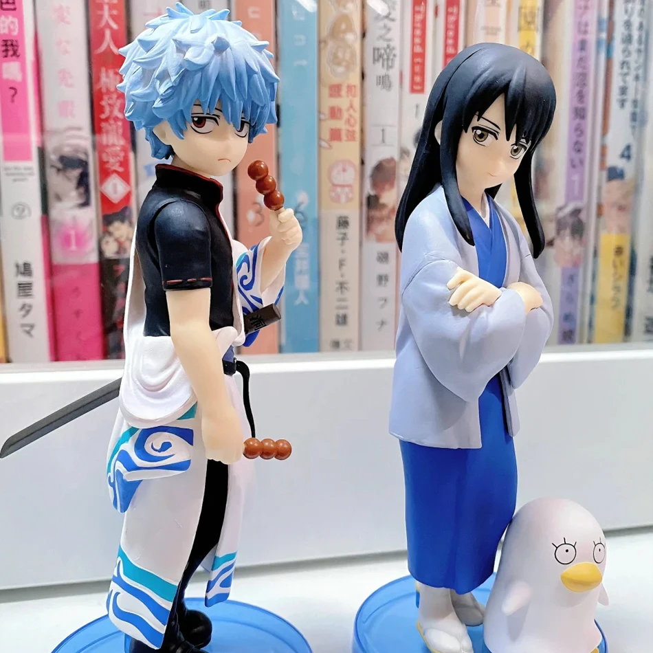 In voorraad 14 CM Anime Gintama Figuur Sakata Gintoki Katsura Kotarou Animatie Model Speelgoed Geschenken Collectie Decoratie Ornamenten