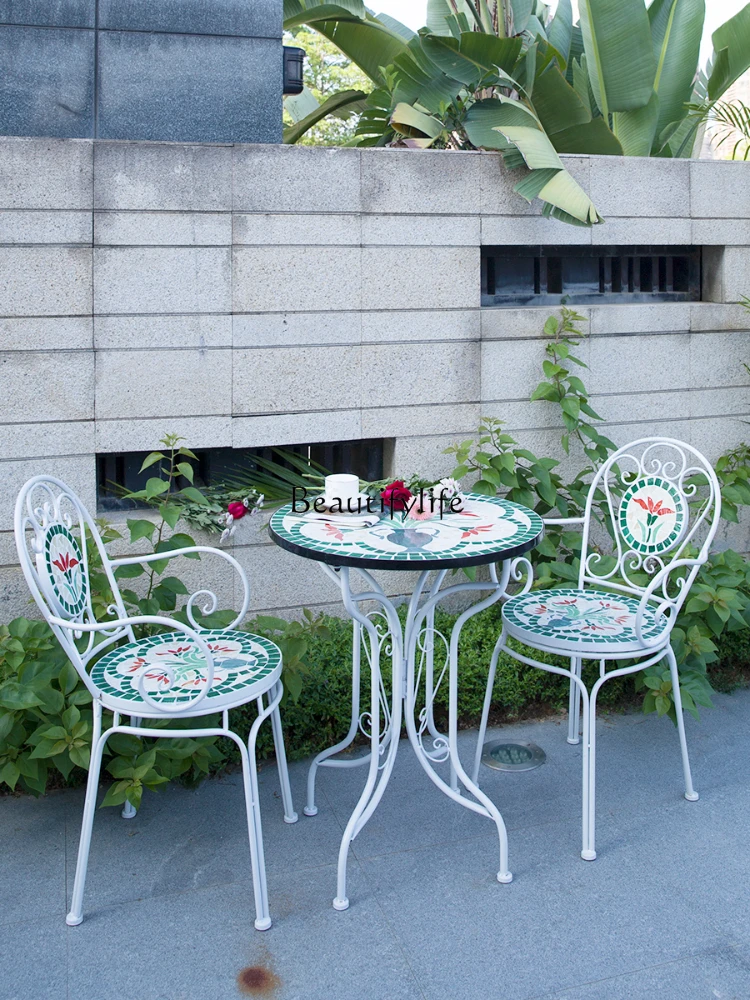 Courtyard Occasional Table and Chair Balcony a Table and Two Chairs Three-Piece Combination