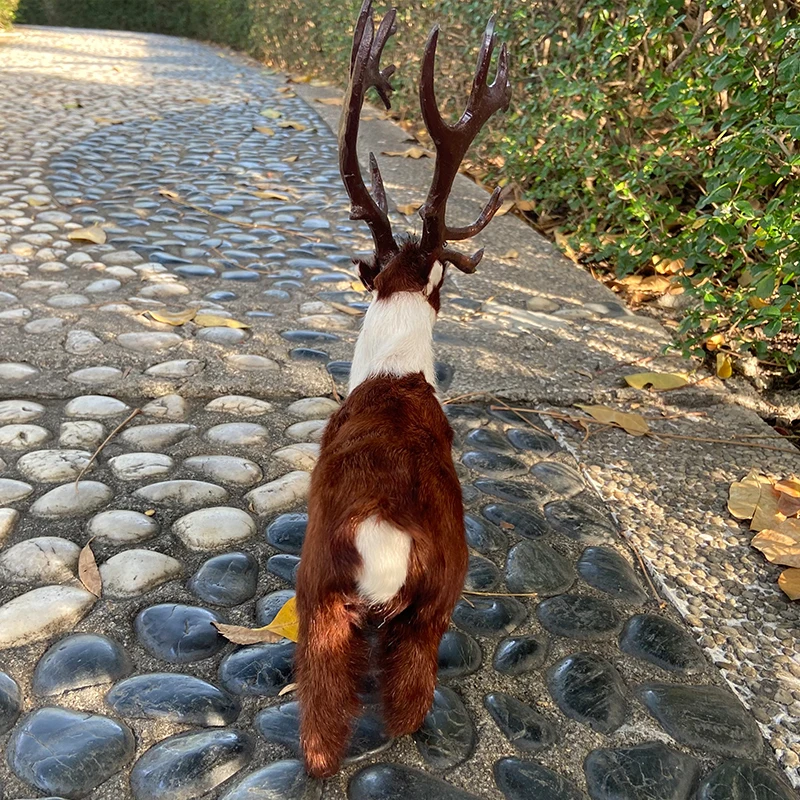 Symulowany pluszowy renifer, zabawka, prezent na Nowy Rok i Boże Narodzenie, urocza lalka zwierzątko, dekoracja domu, ozdoba z prawdziwych włosów.