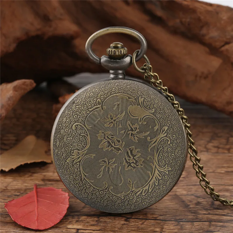 Old Fashion Clock Owl Full Hunter Cover Men Women Necklace Chain Quartz Pocket Watch Arabic Number Display Antique Gift To Kid