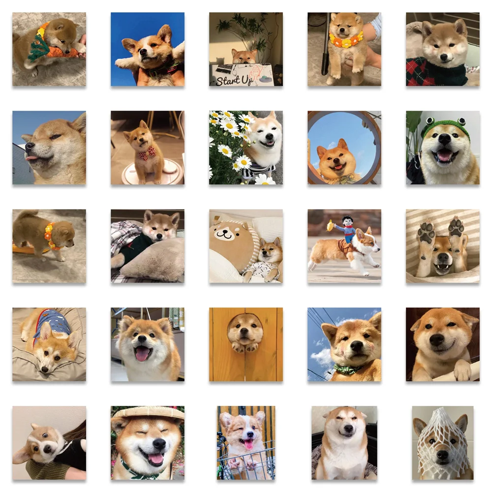 10/30/50PCS Super Cute Pet Dog Corgi Shiba Inu Sticker For Toy Luggage Laptop iPad Gift Phone Case Waterproof Sticker Wholesale