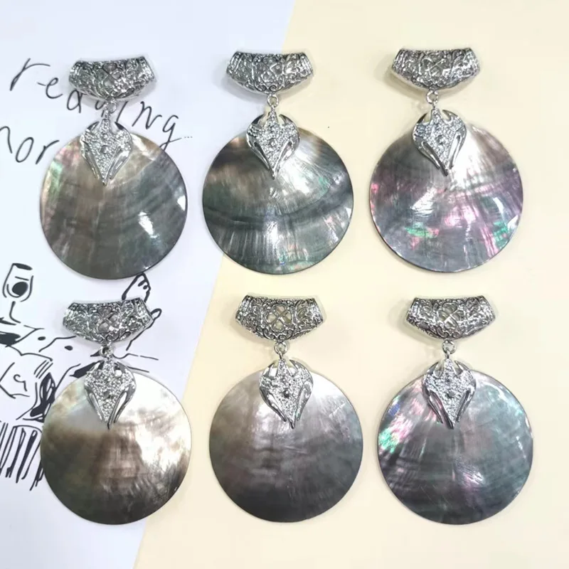 Mainstream black butterfly shell round shape diy Sweater chain accessory Style
