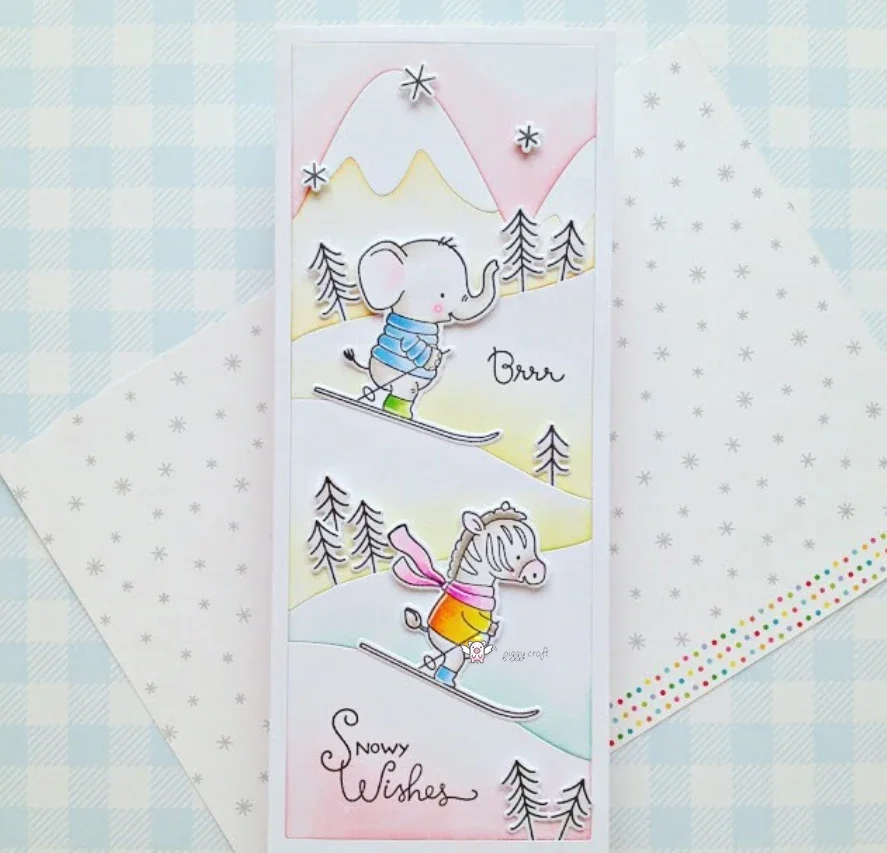 Piggy Craft metal cutting dies cut die mold Snow slope rectangular frame Scrapbook paper craft knife mould blade punch stencil