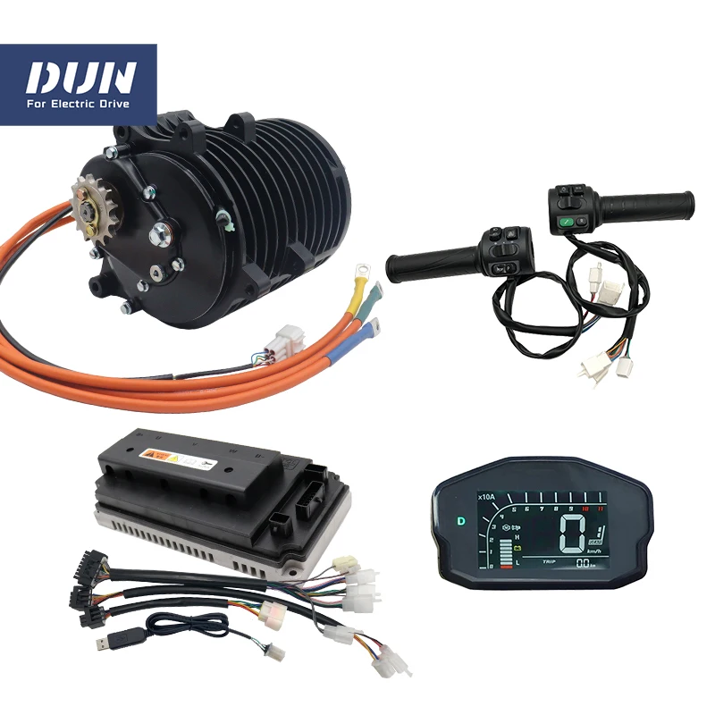 3KW V3 70H QS138 100KMH 70H PMSM BLDC Mid-Drive Motor With EM-150 DKD Display and T08 Throttle For Dirtybike Moped Motorcycle