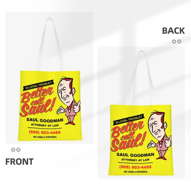 Better Call Saul Saul Goodman Groceries Shopping Tote Bags Women Breaking Bad Canvas Shopper Shoulder Bags Big Capacity Handbag