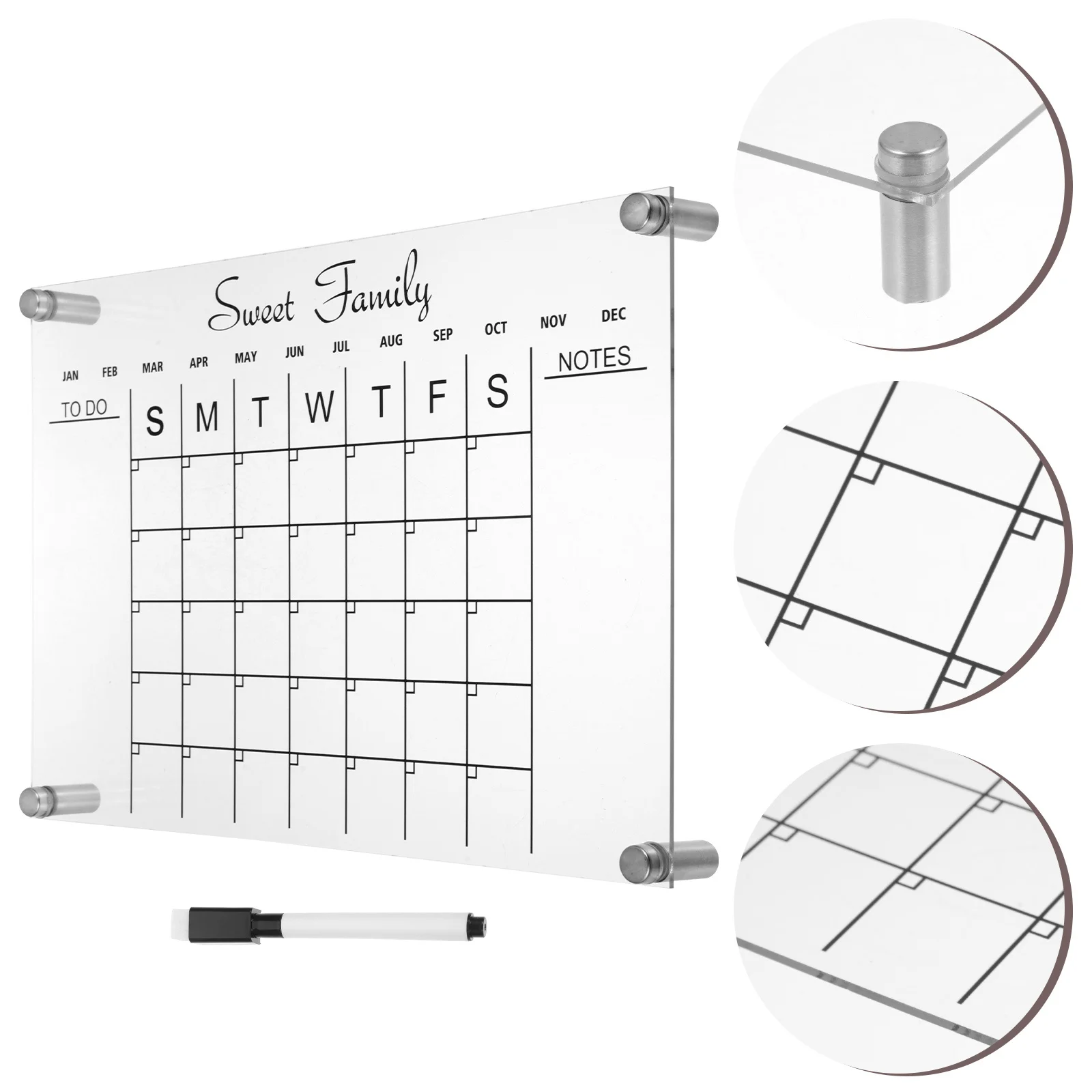 

1Set Acrylic Monthly Weekly Planner Board Clear Dry Erase Message Writing Table Memo Demo Home Office School Kitchen Fridge