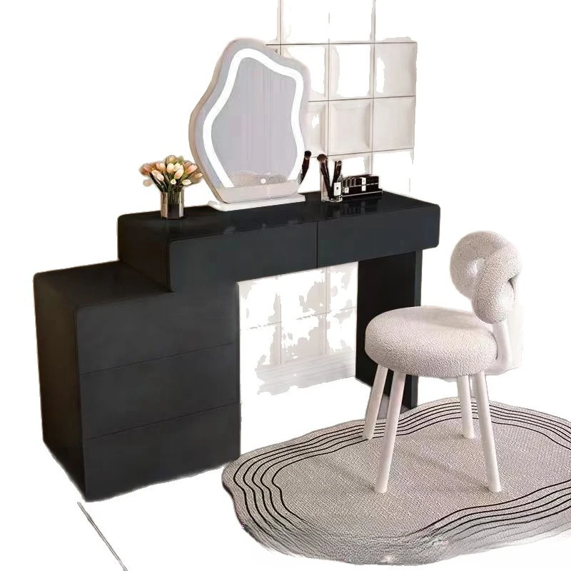 

Dresser painted black Italian minimalist cream style bedroom light luxury makeup table storage cabinet