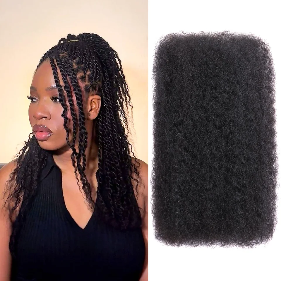 Afro Kinky Bulk Human Hair For Dreadlocks Extensions Repair Locs Twist Braiding QVR Afro Kinky Curly Human Hair 1 Pack 50 Gram