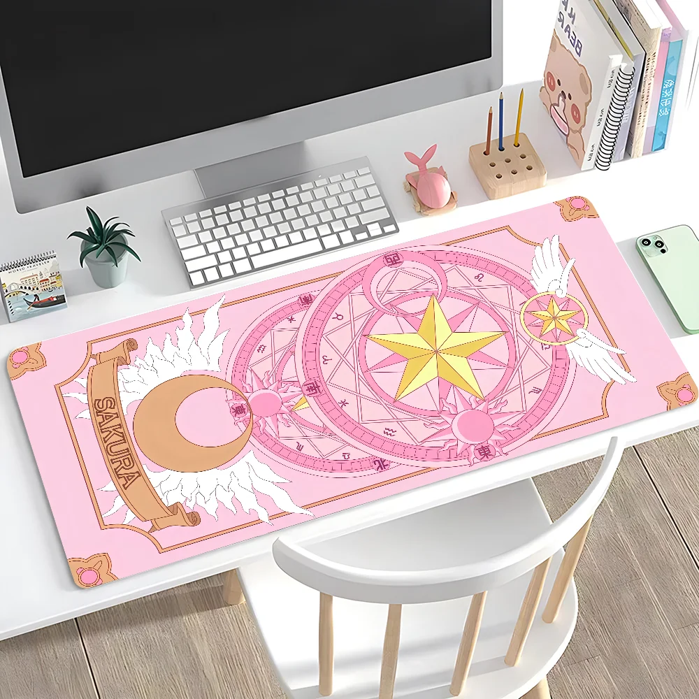 Pink CardcaptorES S-Sakura Mousepad Large Anti-Slip Mouse Pad Stitched Edges Mat Durable Desk Laptop Gaming Keyboard Pad XXL