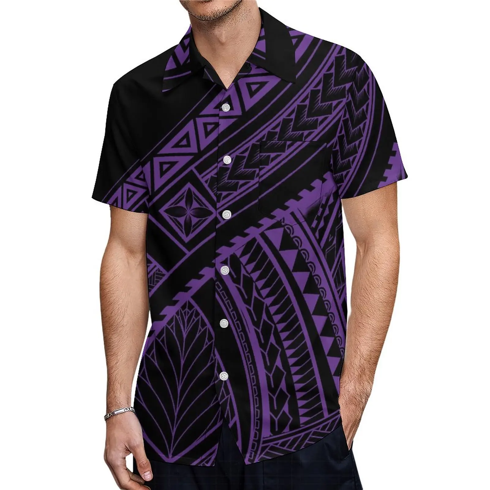 Polynesian Women'S Long Dress Custom Summer Short Sleeve Men'S Shirt Fiji Island Style Couple Set Party Dress 2024