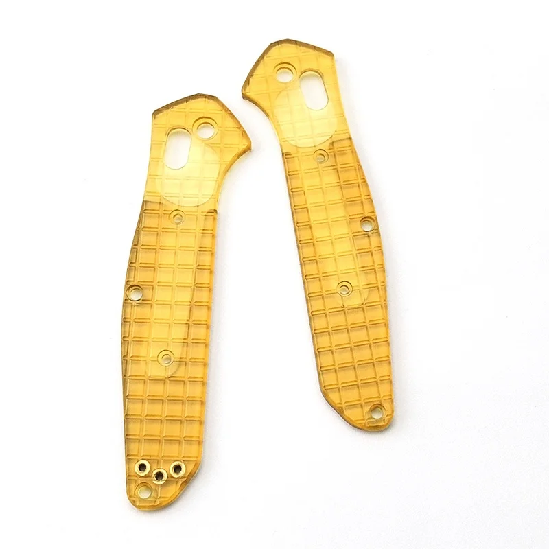 A Pair Transparent PEI Handle Tactical Hunting Tool Shank DIY for Benchmade 940 Osborne Folding Knife Grip Patch